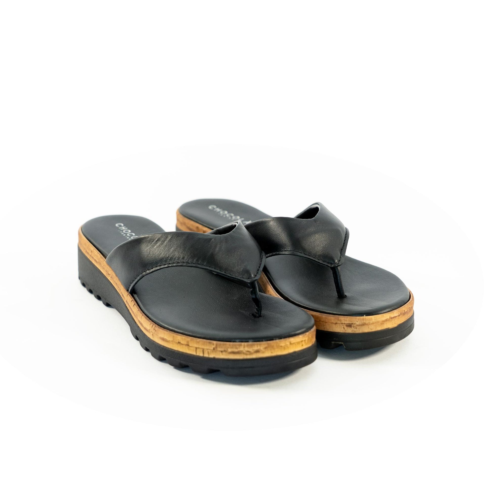 CIABATTA INFRADITO VERA PELLE NERO<BR/> 