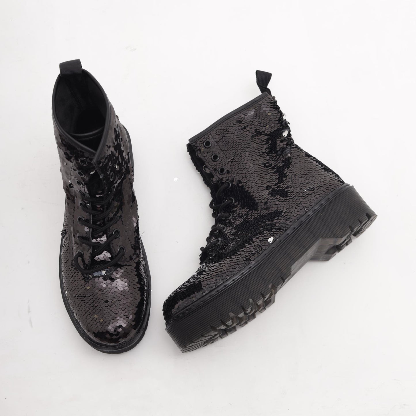 ANFIBIO 8 BUCHI PLATFORM PAILLETTES NERO MT89PANE CHOCOLA