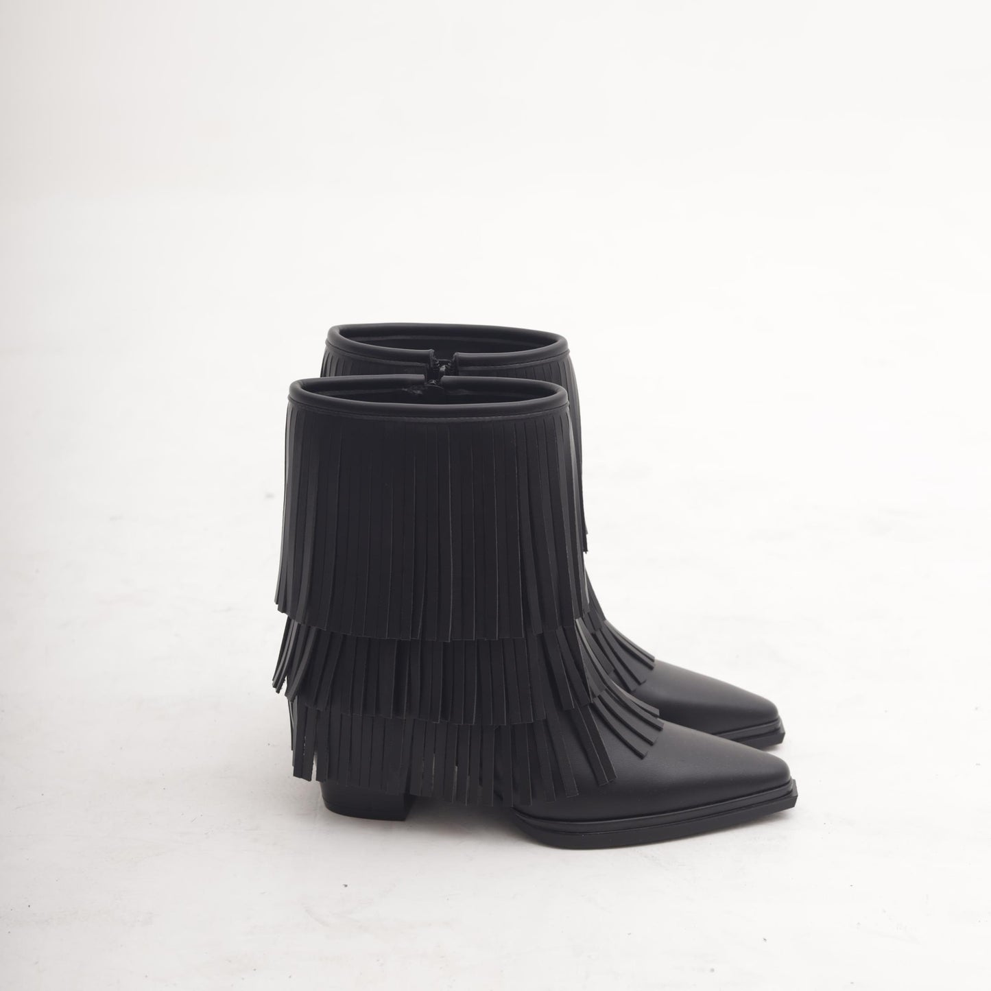 STIVALETTO TEXANO FRANGE NERO 