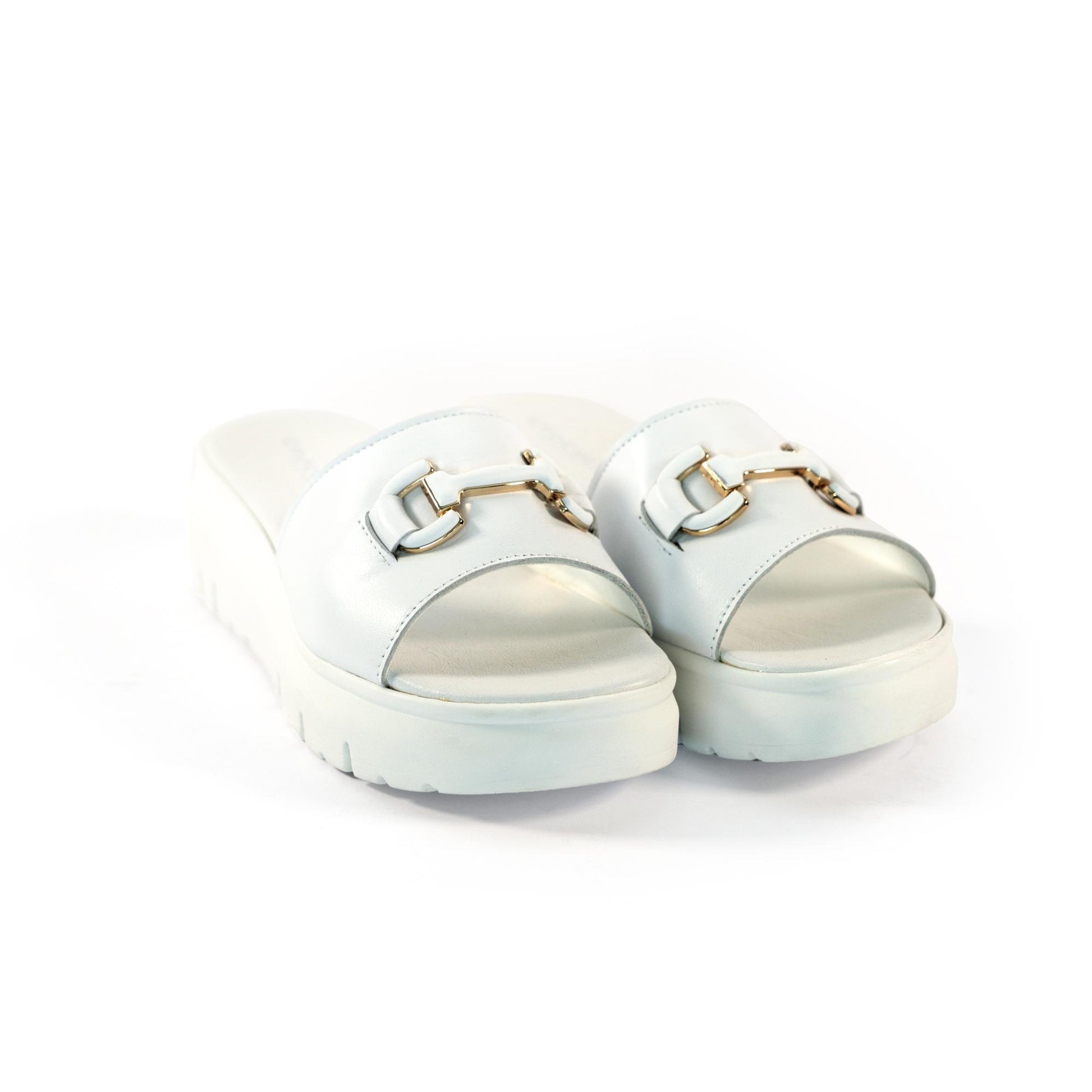 CIABATTA MORSETTO VERA PELLE BIANCO<BR/> 