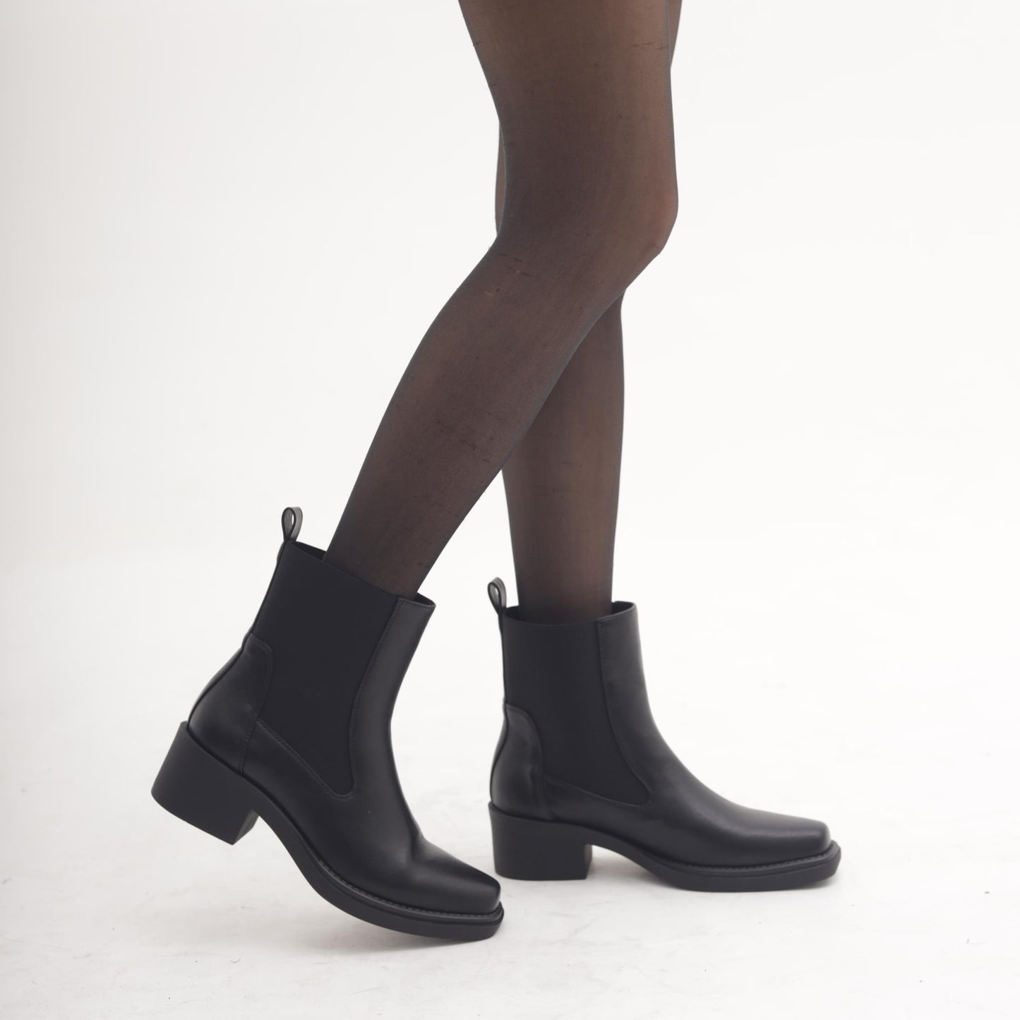 STIVALETTO TEXANO ELASTICI NERO 