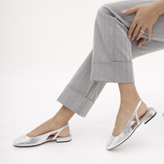 SLINGBACK FLAT PUNTALE ARGENTO 
