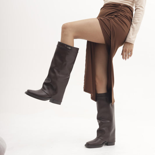 STIVALE TEXANO RISVOLTATO TESTA DI MORO MP2741-3PUTM CHOCOLA