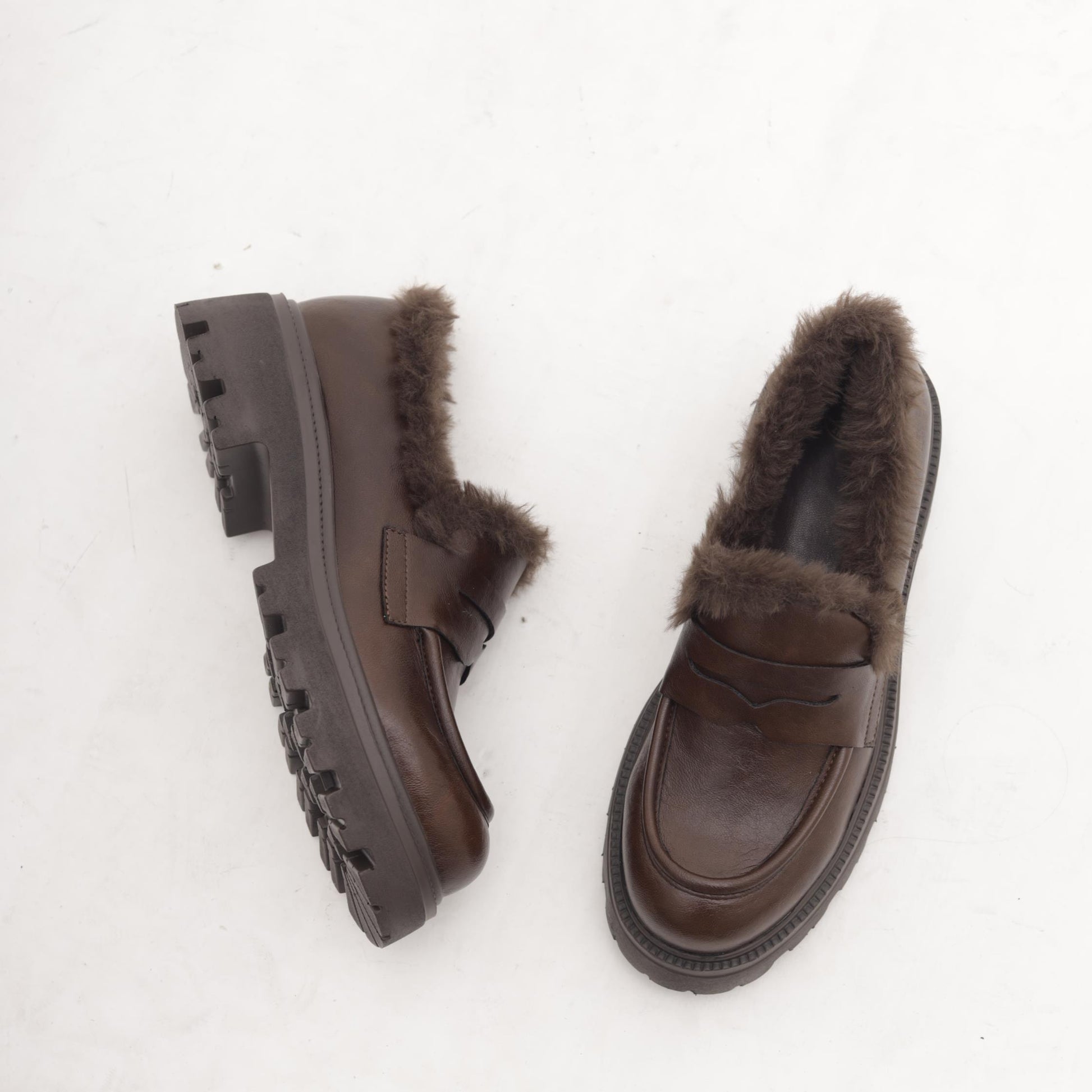 MOCASSINO SUOLA ALTA FUR MARRONE 