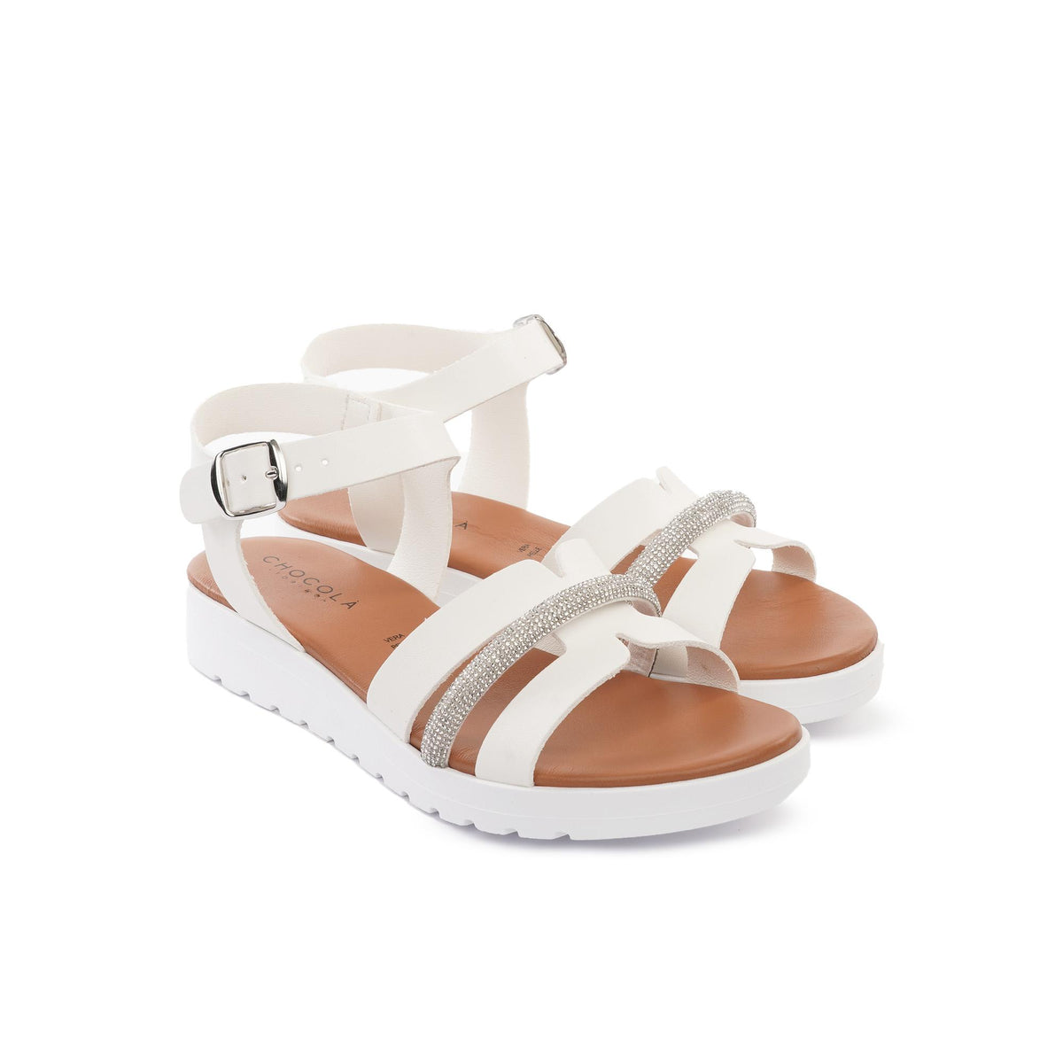 SANDALO ZEPPA H BRILLANTINI BIANCO<BR/> 