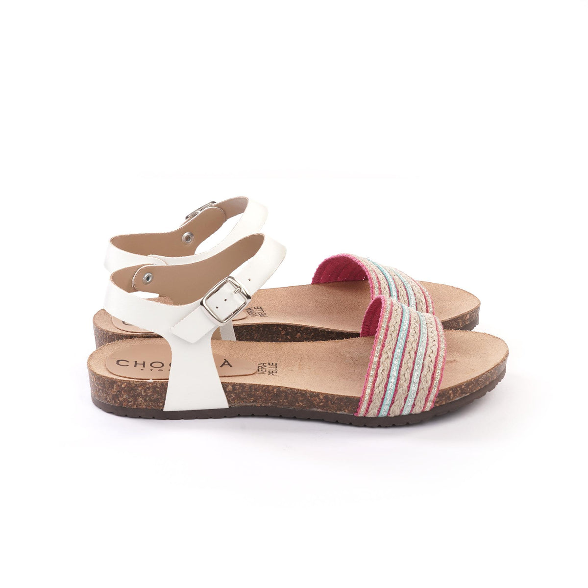 SANDALO BIO FLAT FASCIA CORDA BIANCO<BR/> 