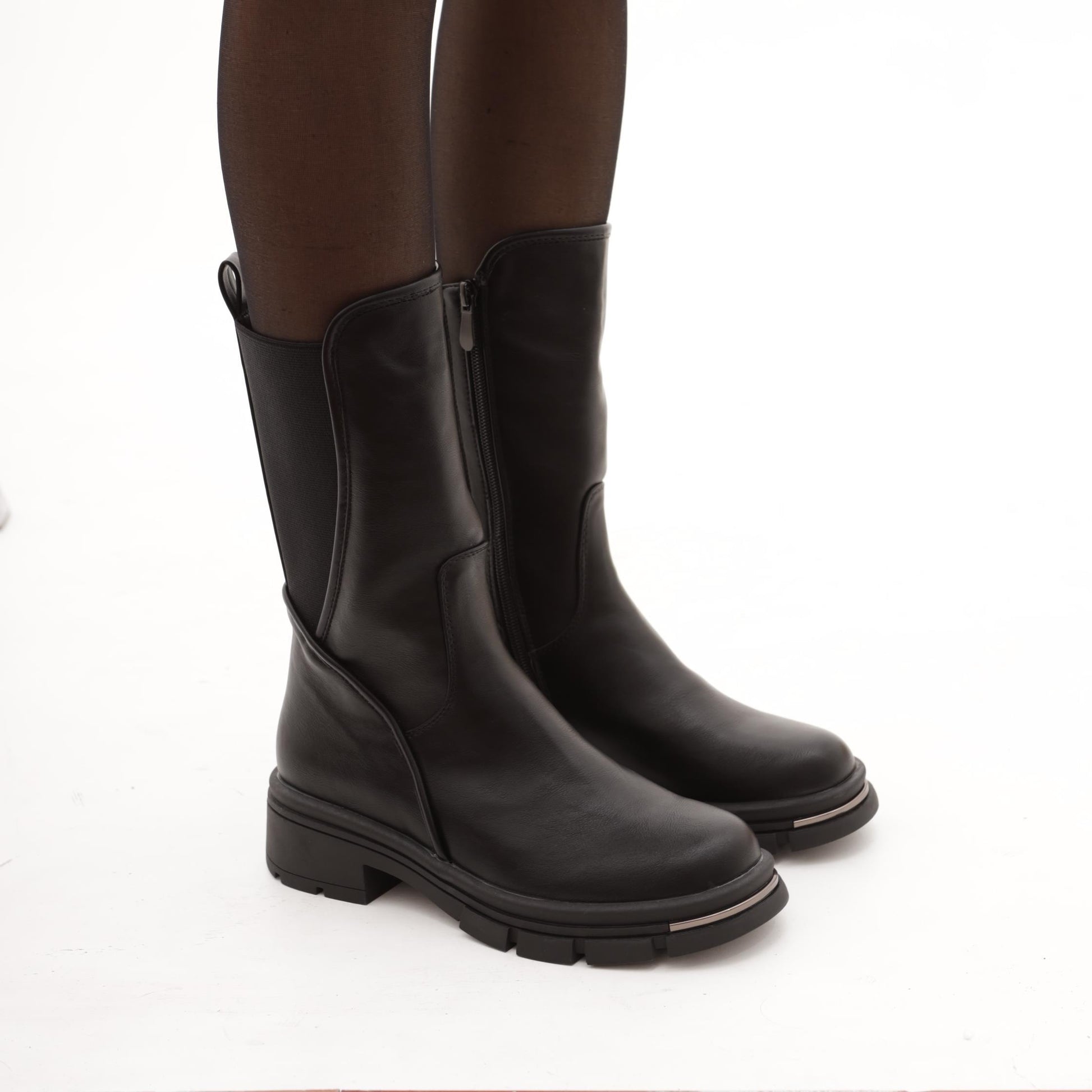 STIVALETTO GAMBALE ELASTICO NERO 
