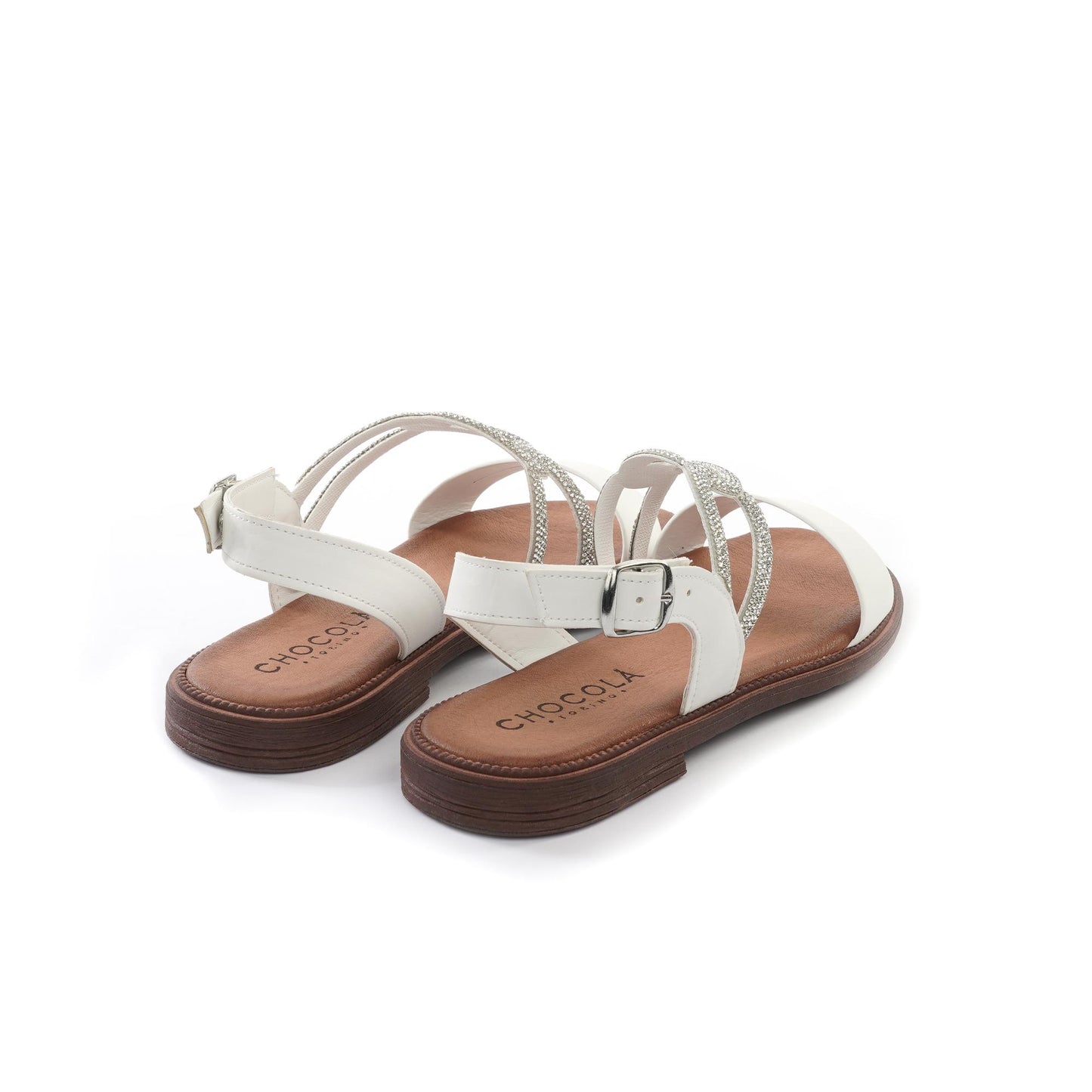 SANDALO FLAT STRASS BIANCO<BR/><BR/> 