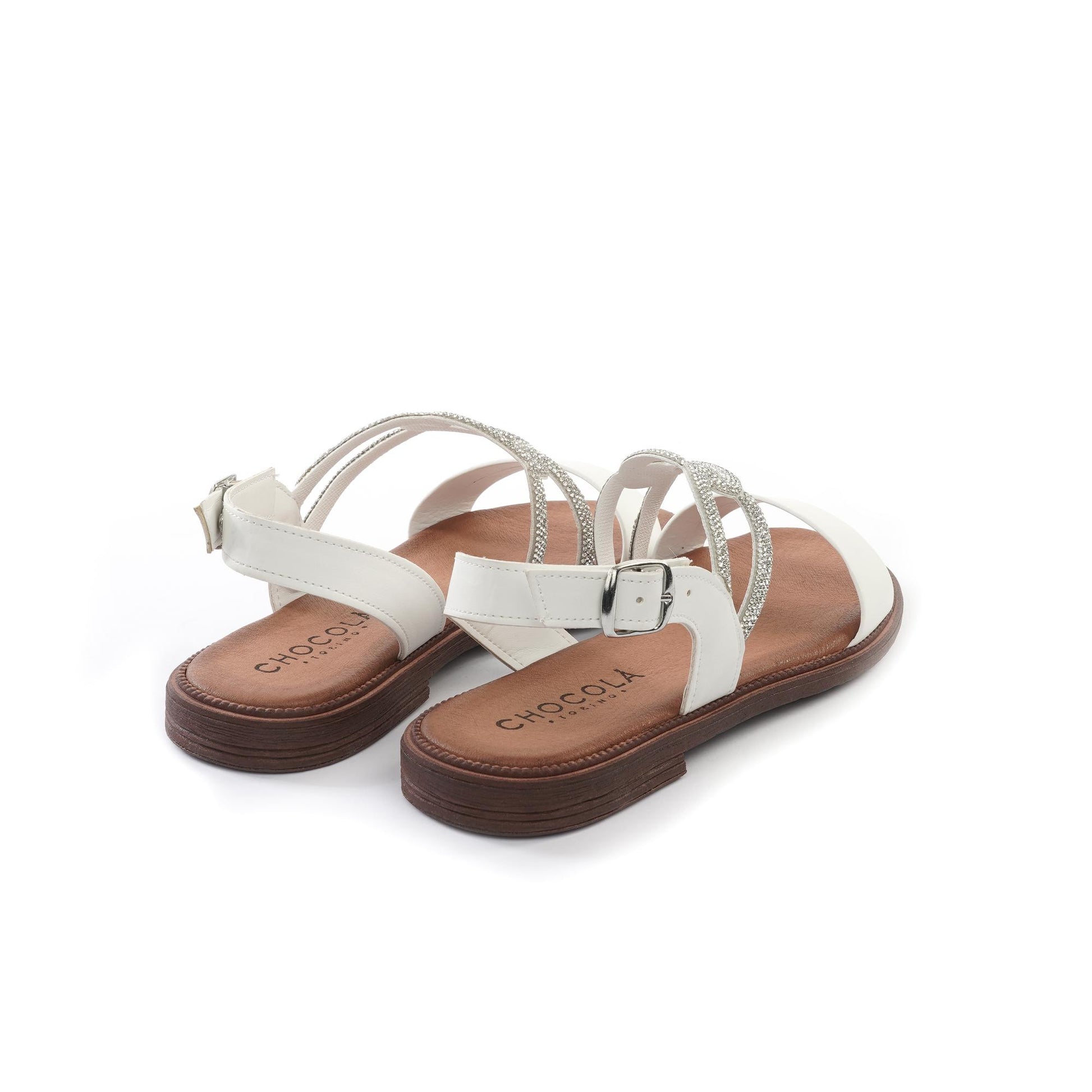 SANDALO FLAT STRASS BIANCO<BR/><BR/> 