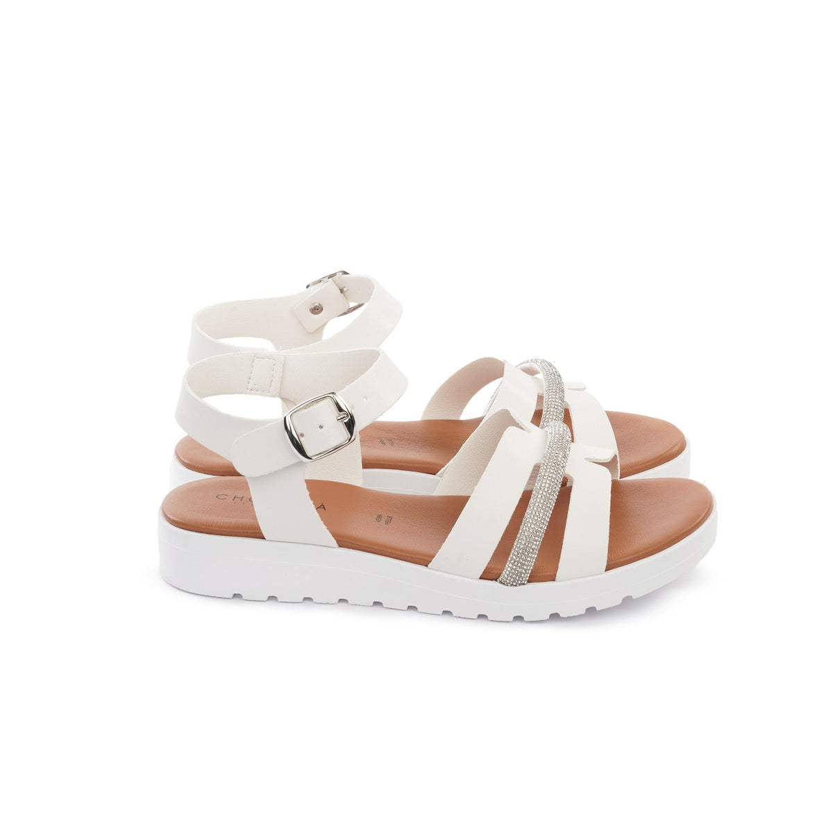 SANDALO ZEPPA H BRILLANTINI BIANCO<BR/> 