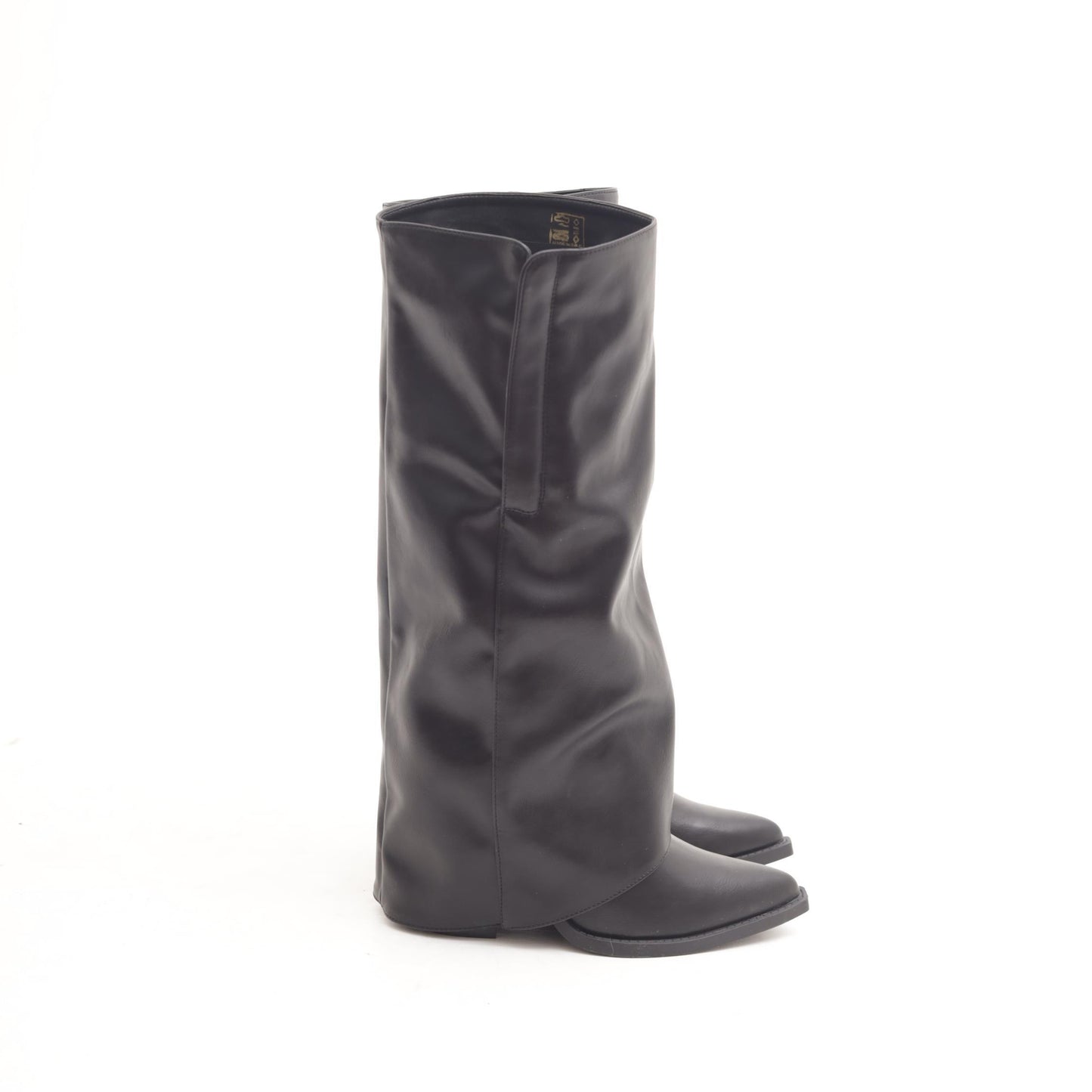 STIVALE TEXANO RISVOLTATO ZIP NERO 