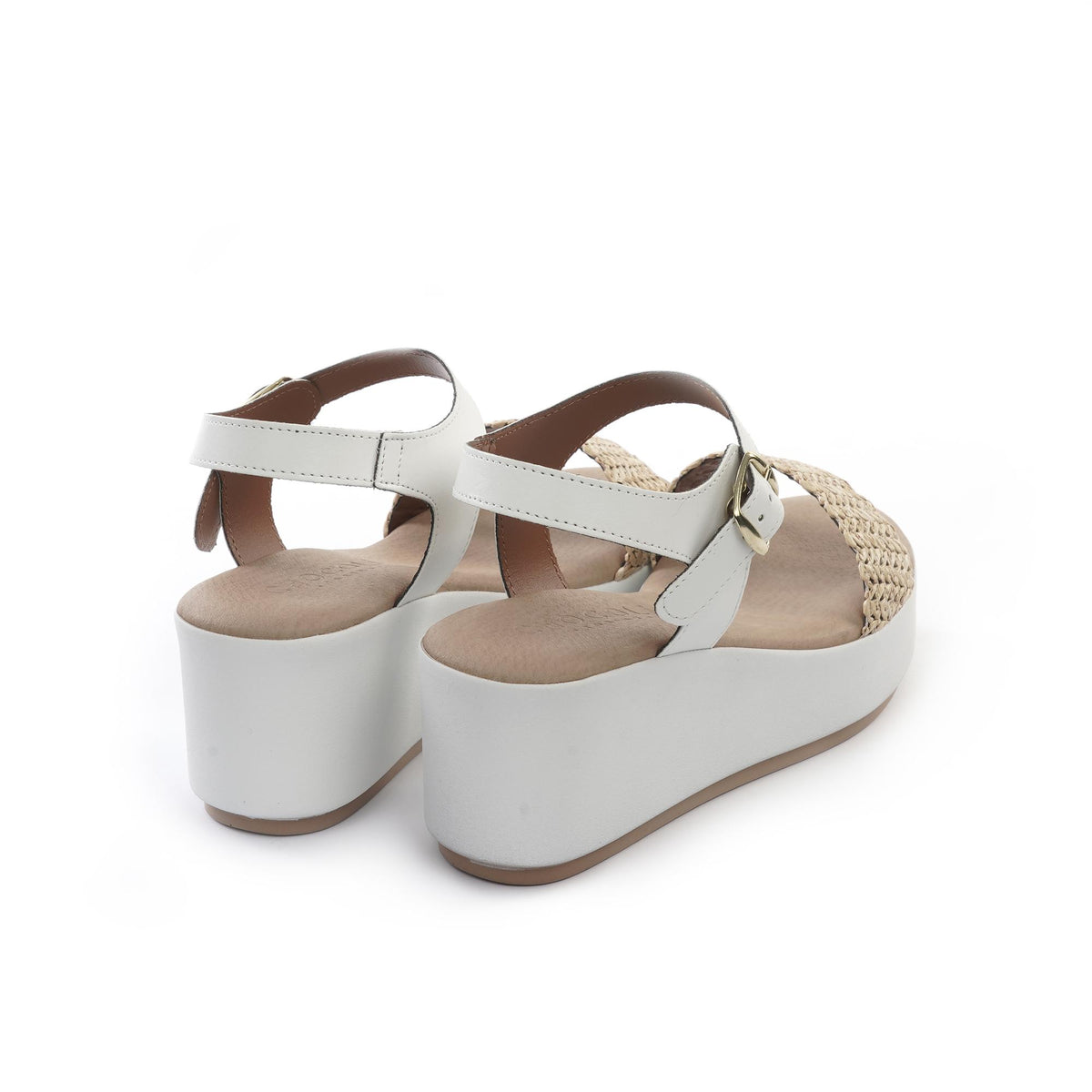 SANDALO ZEPPA FASCIA INTRECCIATA BIANCO<BR/><BR/> 