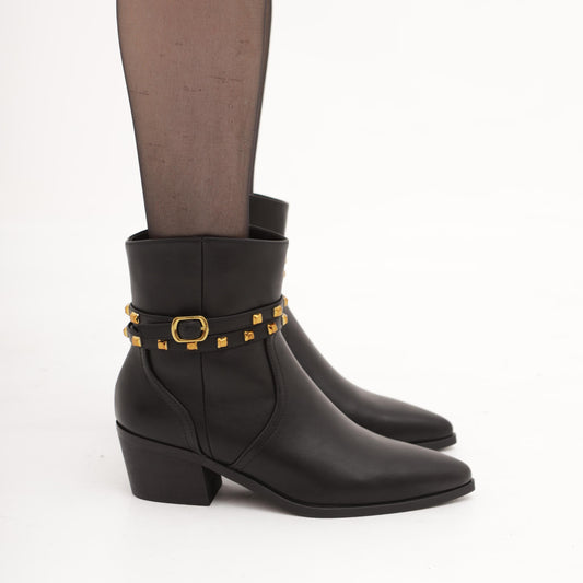 TRONCHETTO TEXANO BORCHIE NERO MP772PUNE CHOCOLA