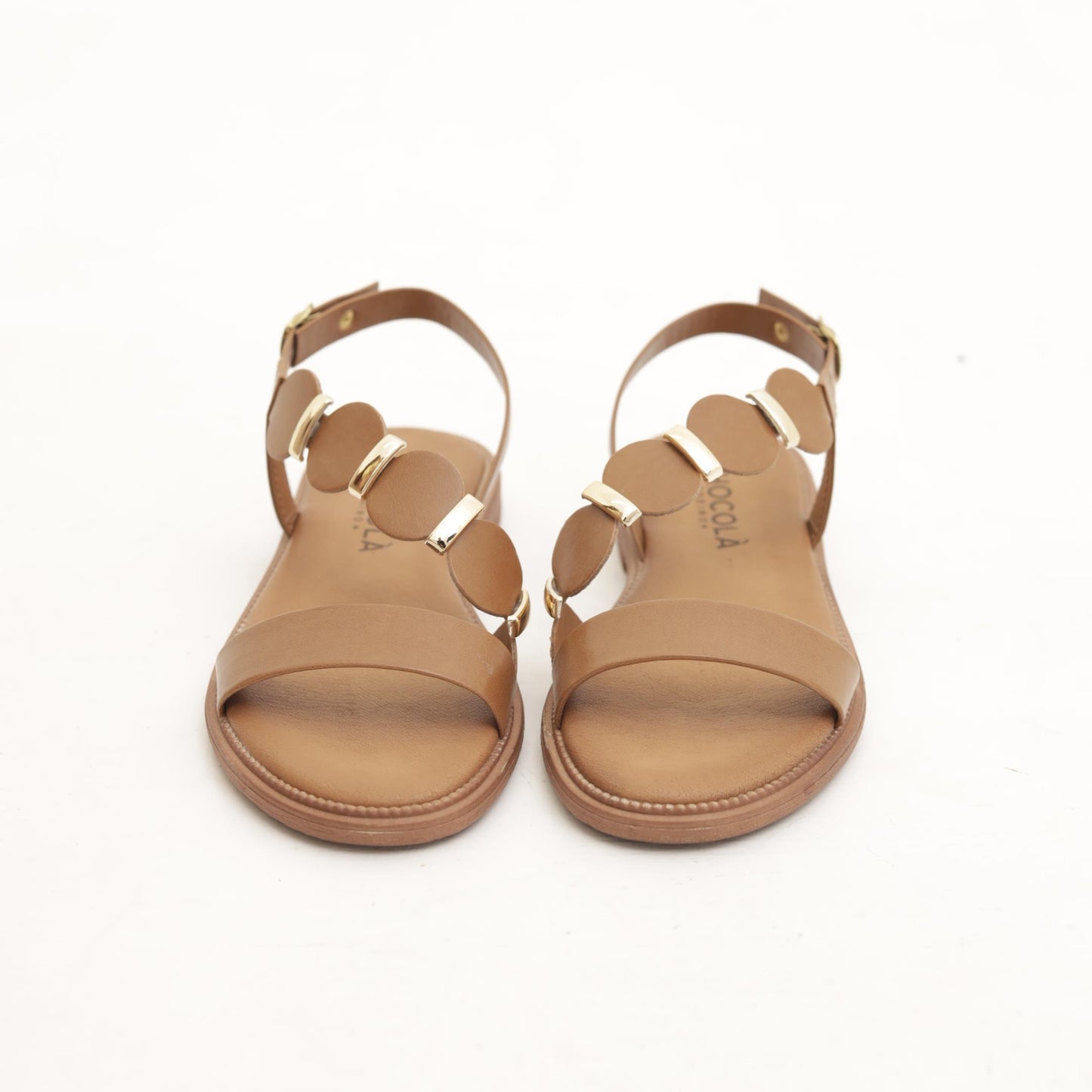 SANDALO FLAT CERCHI CUOIO 