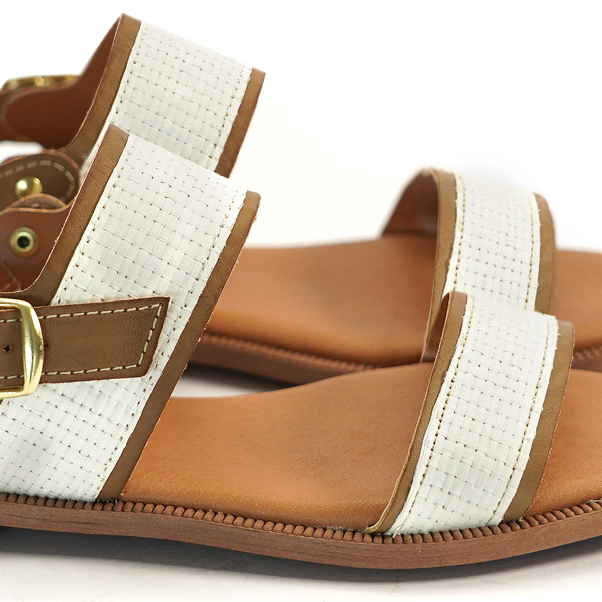 SANDALO FLAT DOPPIA FASCIA BIANCO<BR/> 