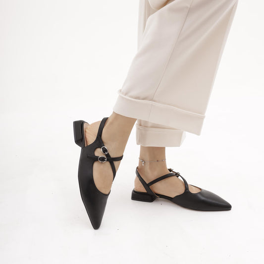 SLINGBACK FLAT INCROCIO NERO 