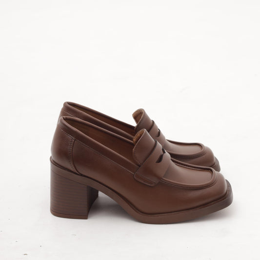 MOCASSINO QUADRATO TACCO MARRONE MP622PUMR CHOCOLA