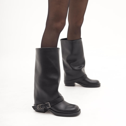 BIKER RISVOLTATO CINTURINO NERO MP2707-3PUNE CHOCOLA