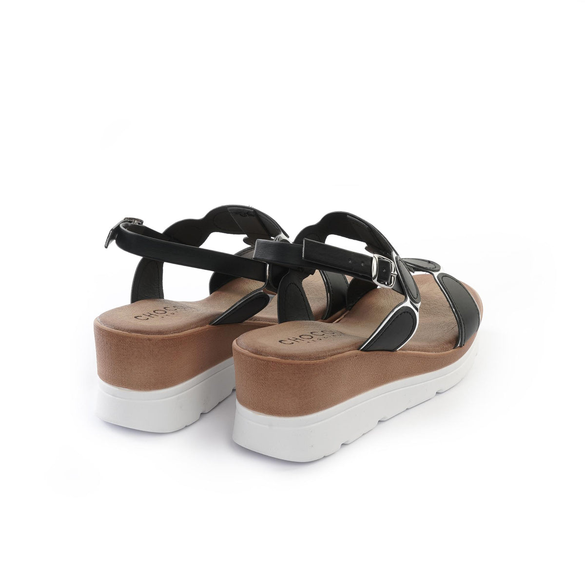 SANDALO ZEPPA A CERCHI NERO<BR/> 