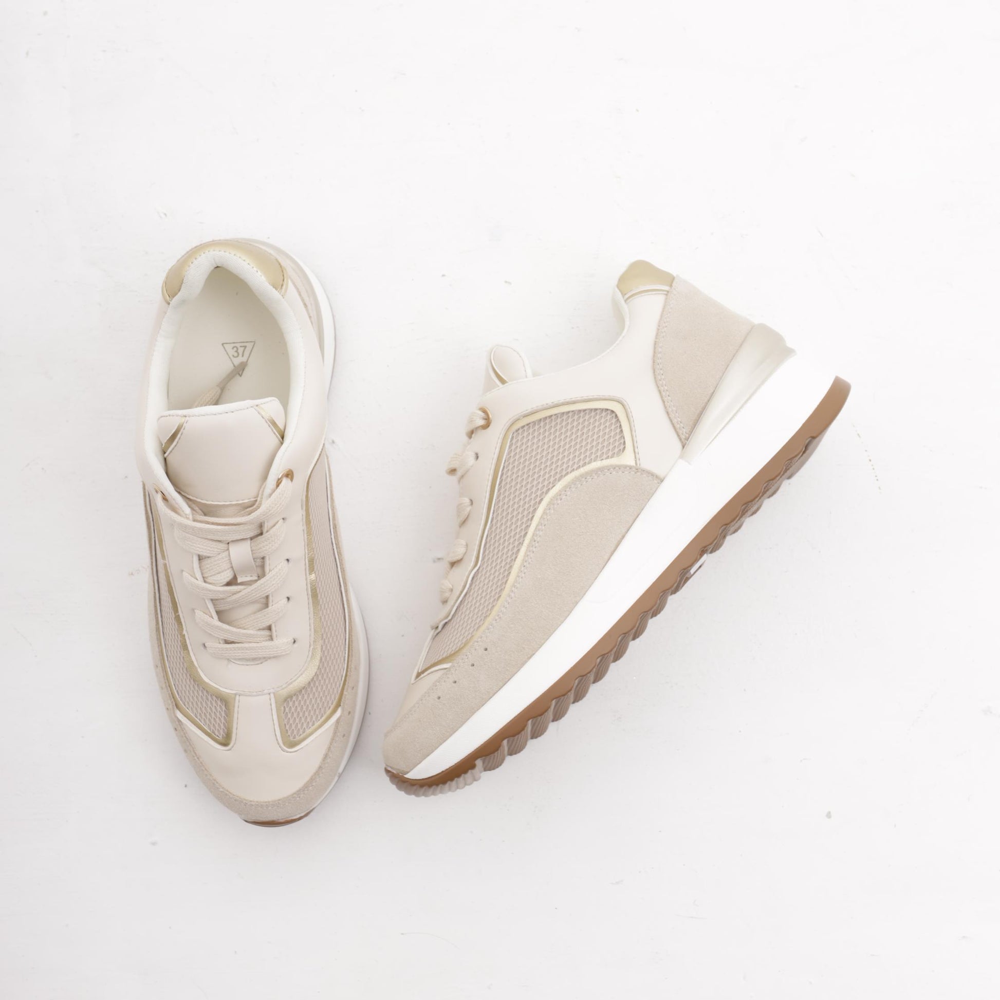 SNEAKERS RETE ALTA BEIGE<BR/> 