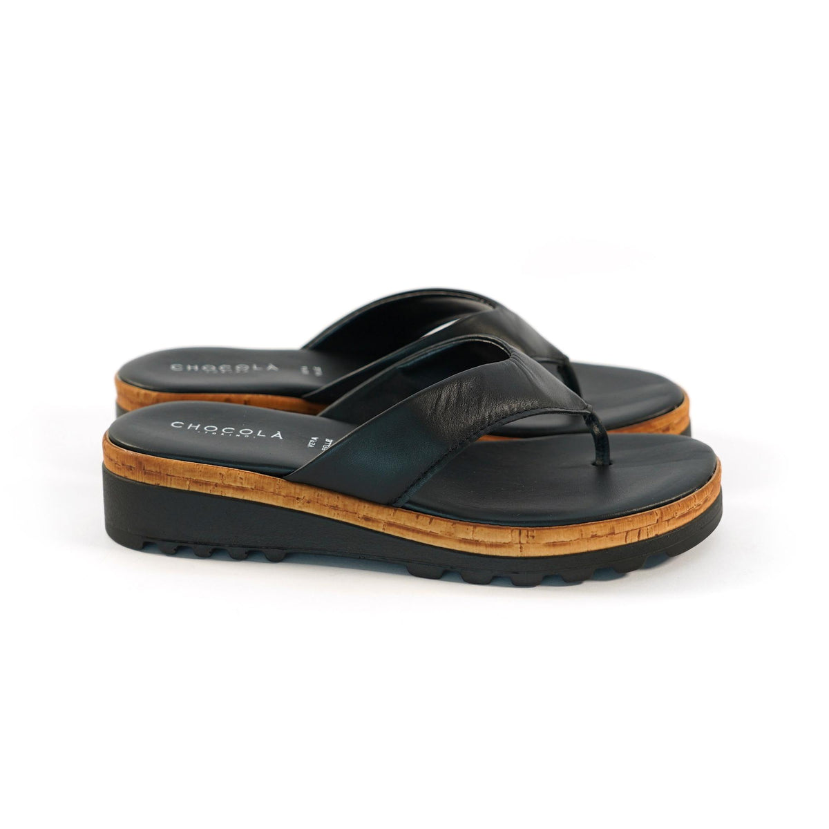 CIABATTA INFRADITO VERA PELLE NERO<BR/> 