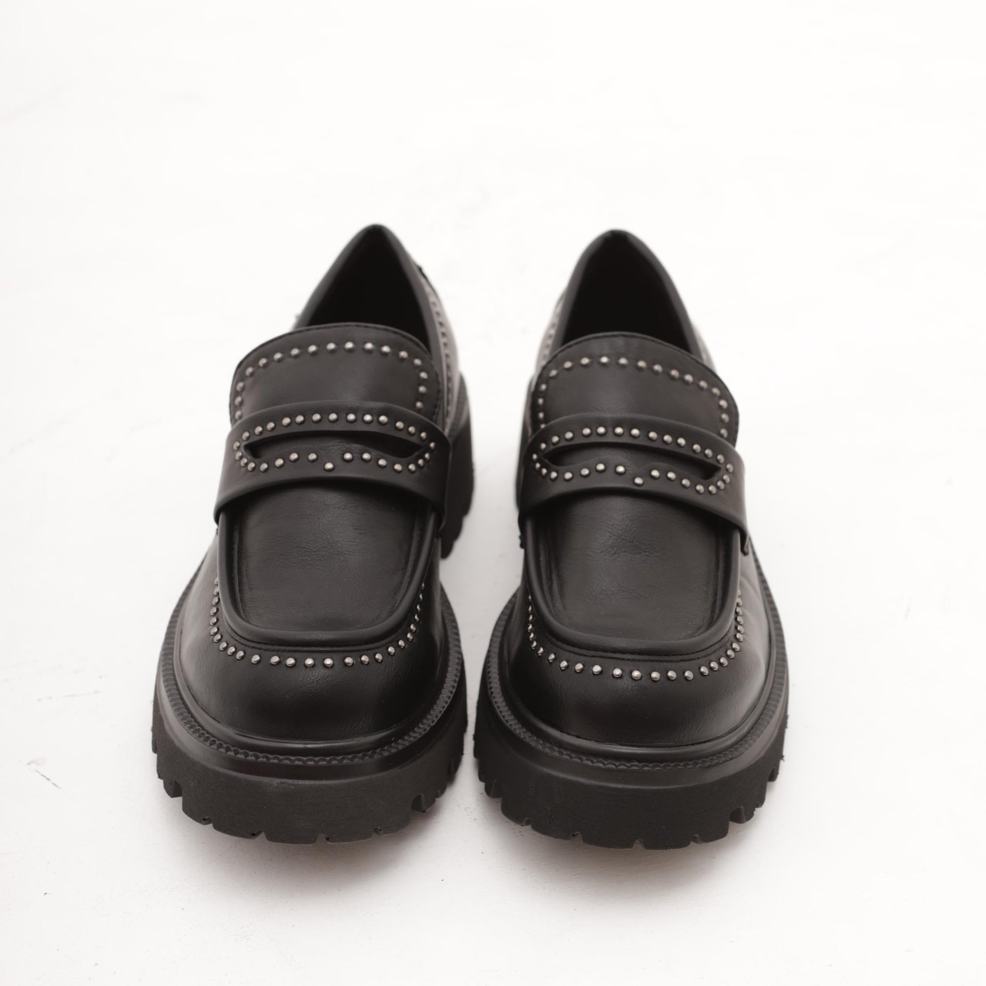 MOCASSINO SUOLA ALTA BORCHIE NERO 