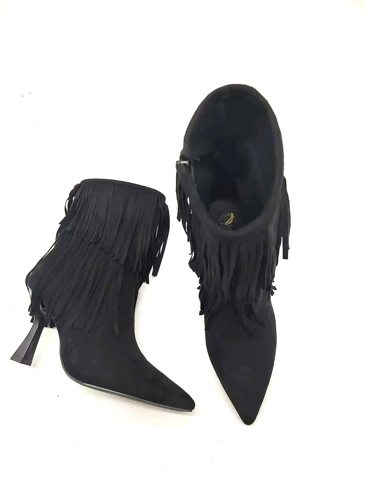 STIVALETTO FRANGE NERO 