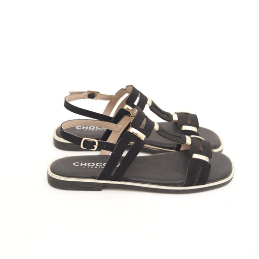 SANDALO FLAT GEOMETRIE NERO 