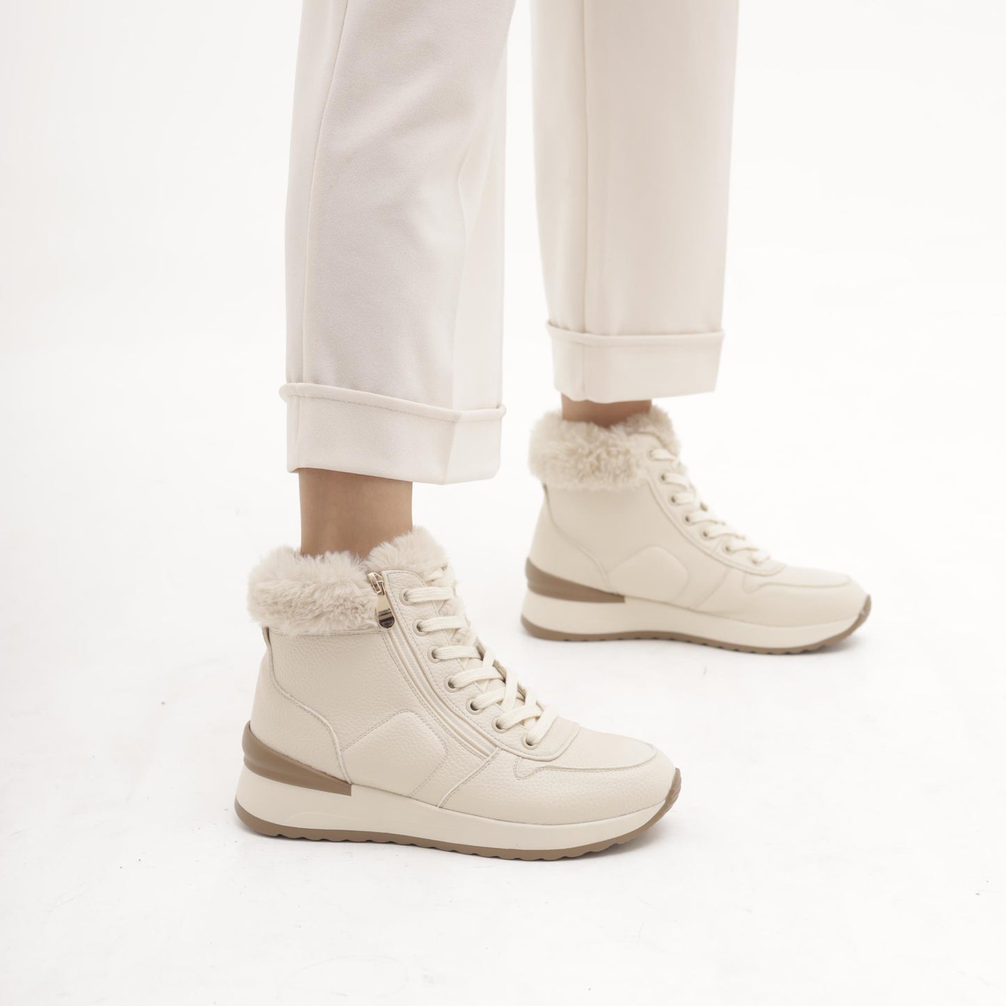 STIVALETTO SNEAKERS ZIP BEIGE 