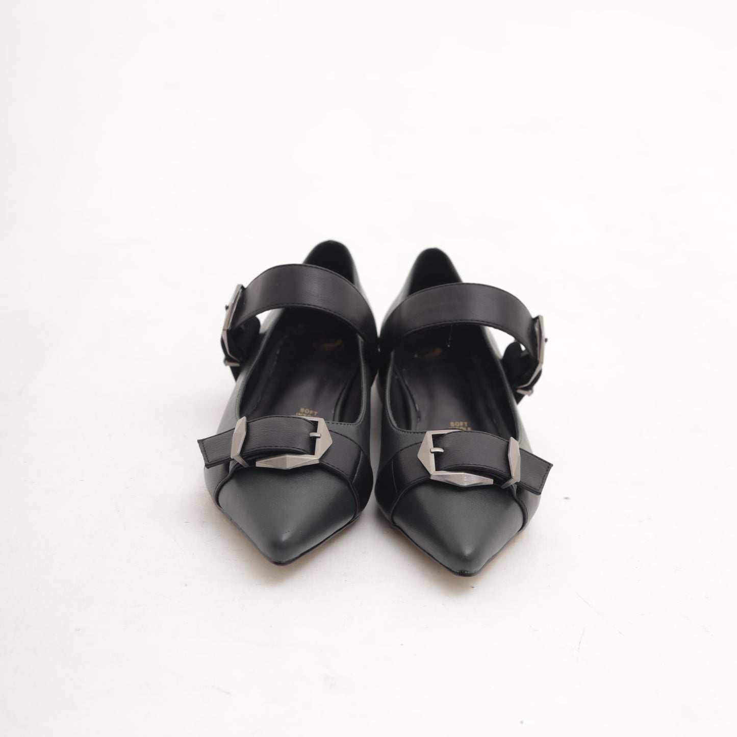 DECOLLETE FLAT FIBBIE VERDE 
