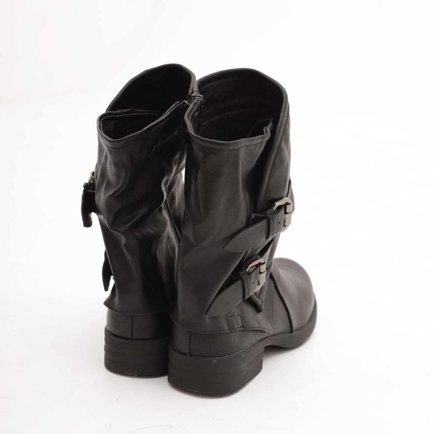 STIVALETTO FIBBIE BASSO NERO 