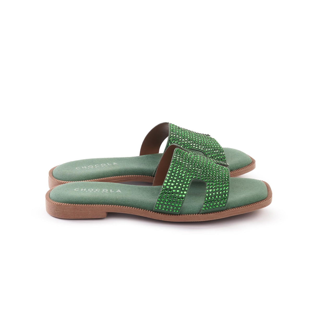 CIABATTINA H CON STRASS VERDE 