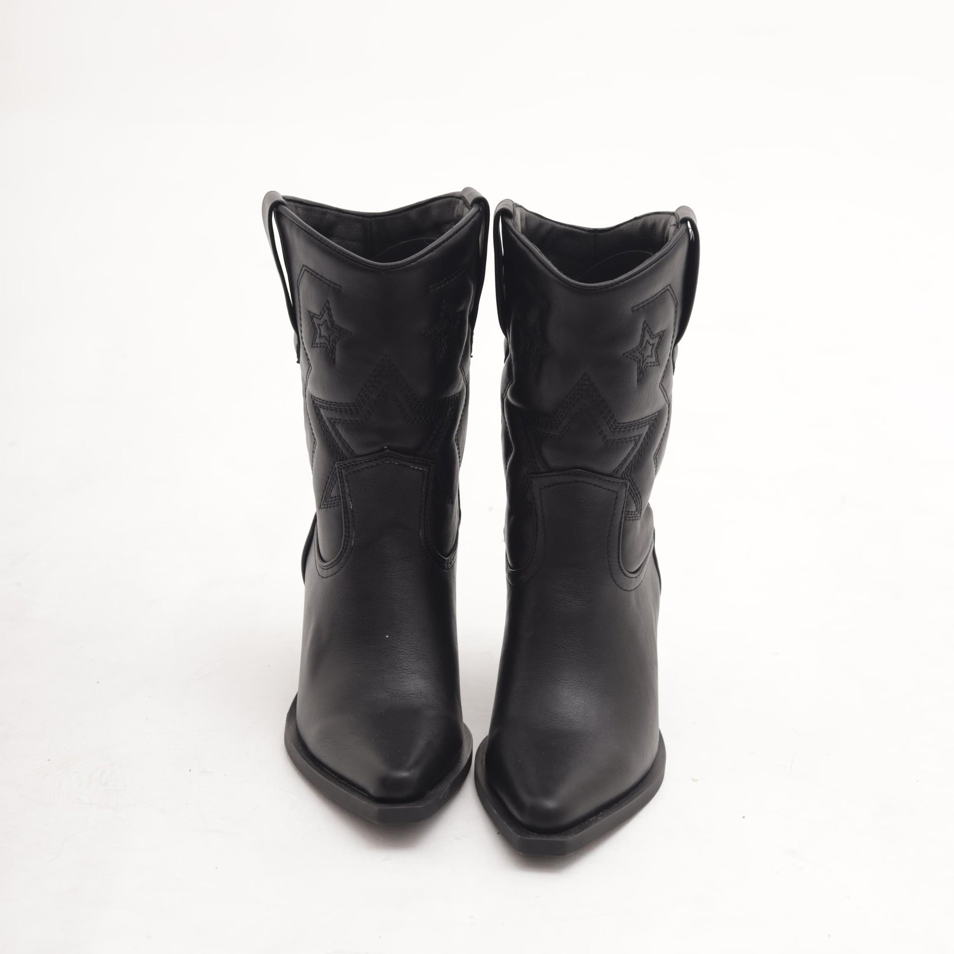 STIVALETTO TEXANO RICAMO STARS NERO 