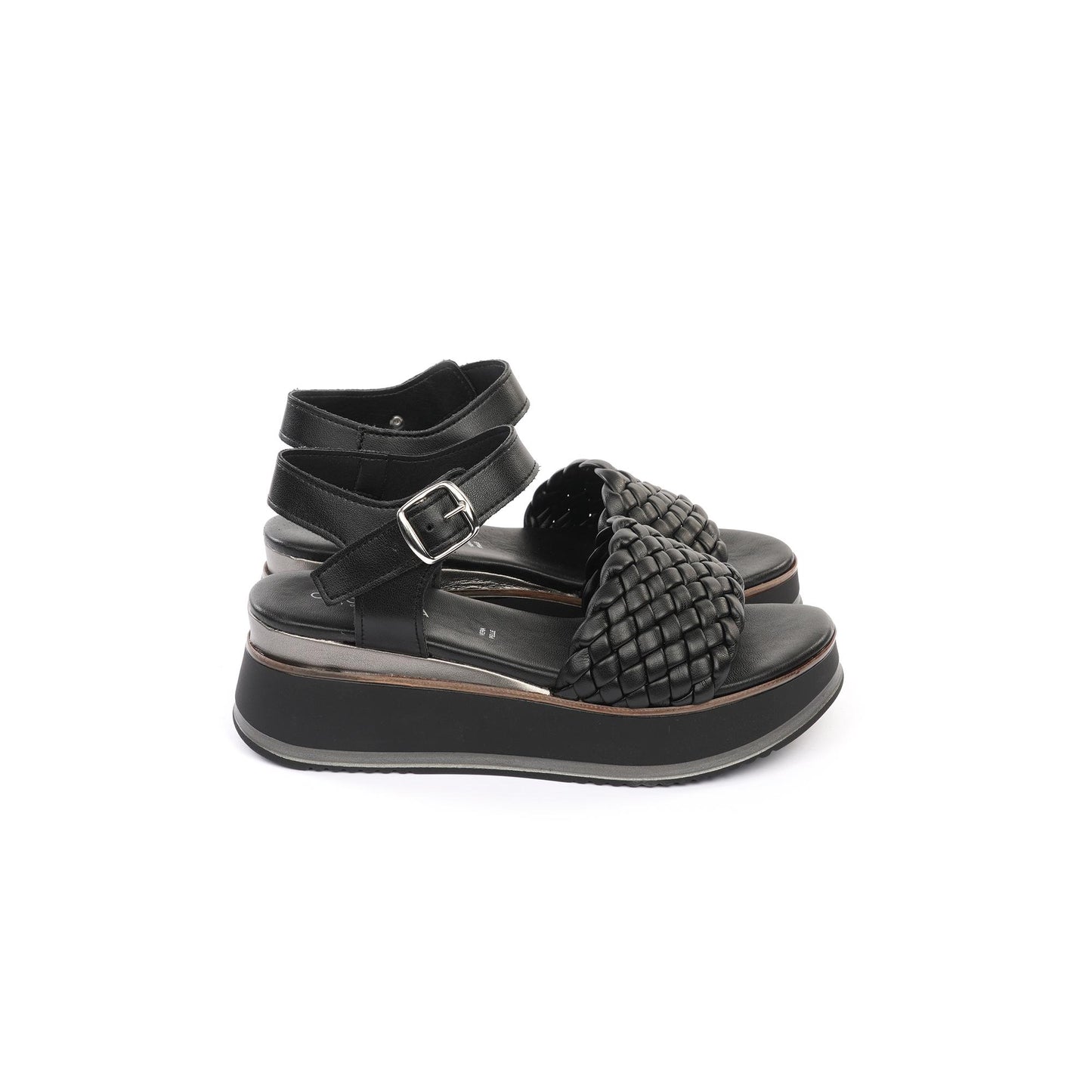 SANDALO ZEPPA TRECCIA NERO<BR/> 