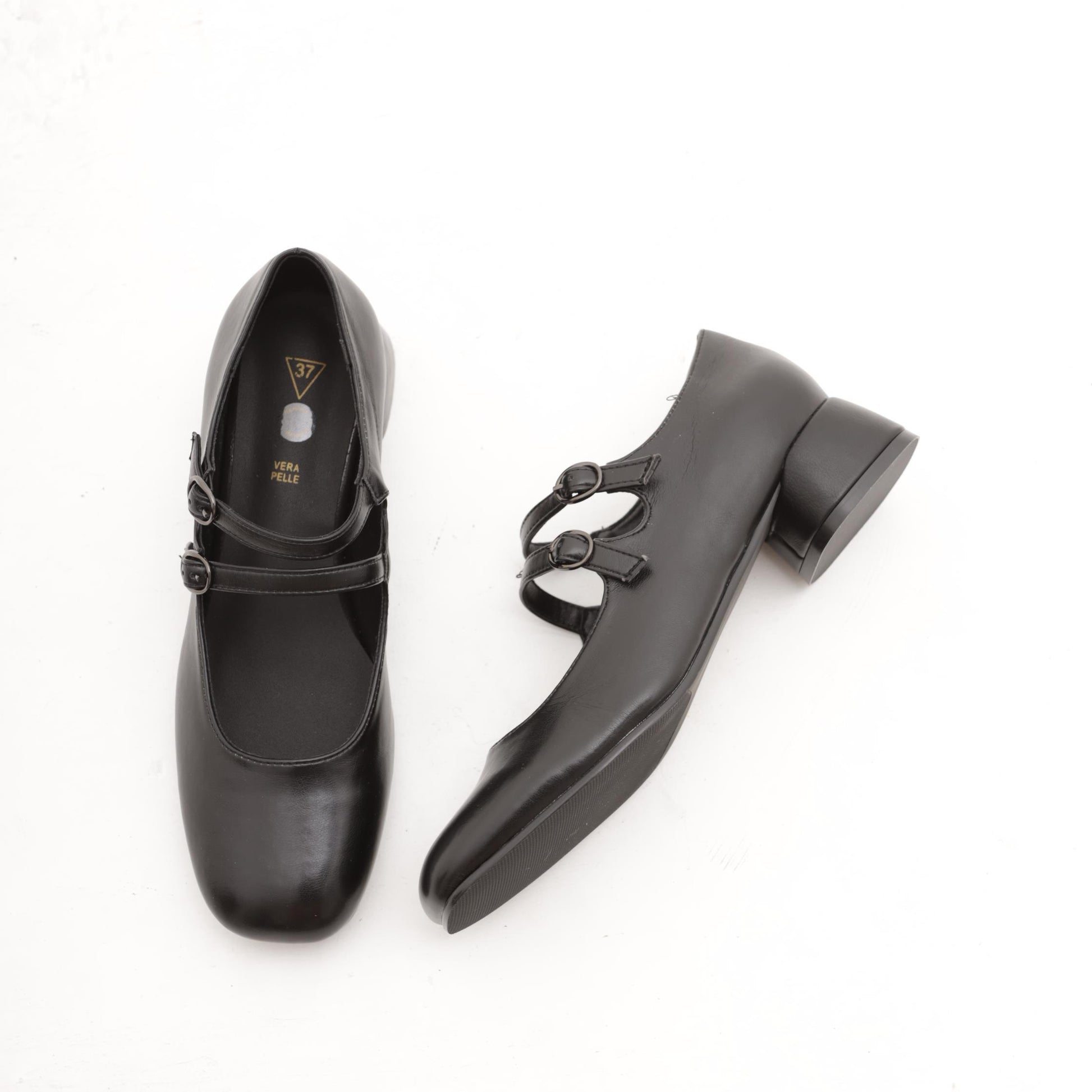 MARY JANE BASSA 2 CINTURINI NERO MP7003-2PUNE CHOCOLA