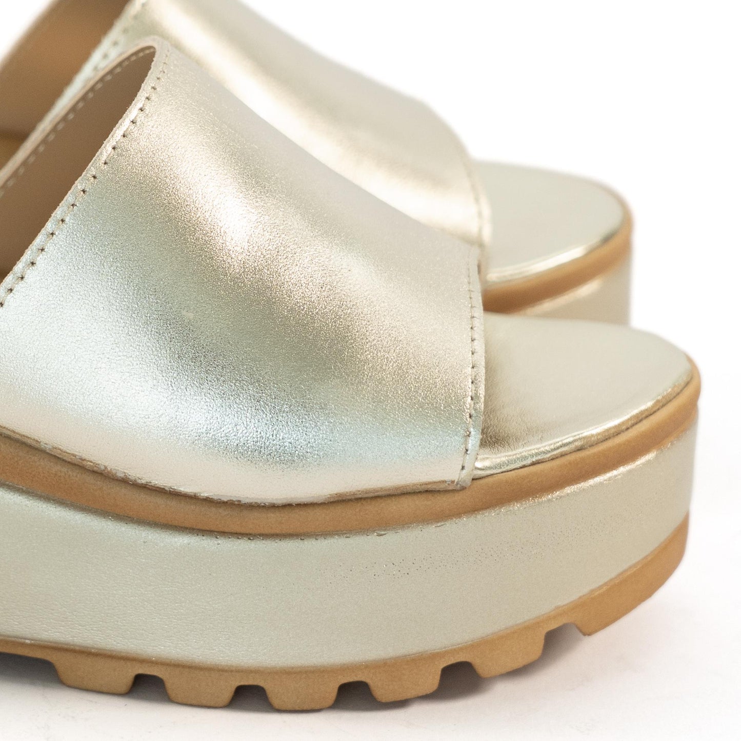 CIABATTA FASCIA VERA PELLE PLATINO<BR/> 