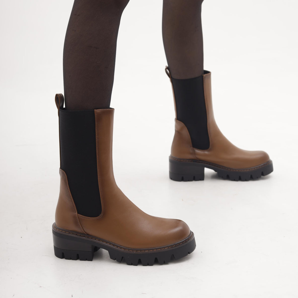 STIVALETTO ELASTICO GRANDE CUOIO 