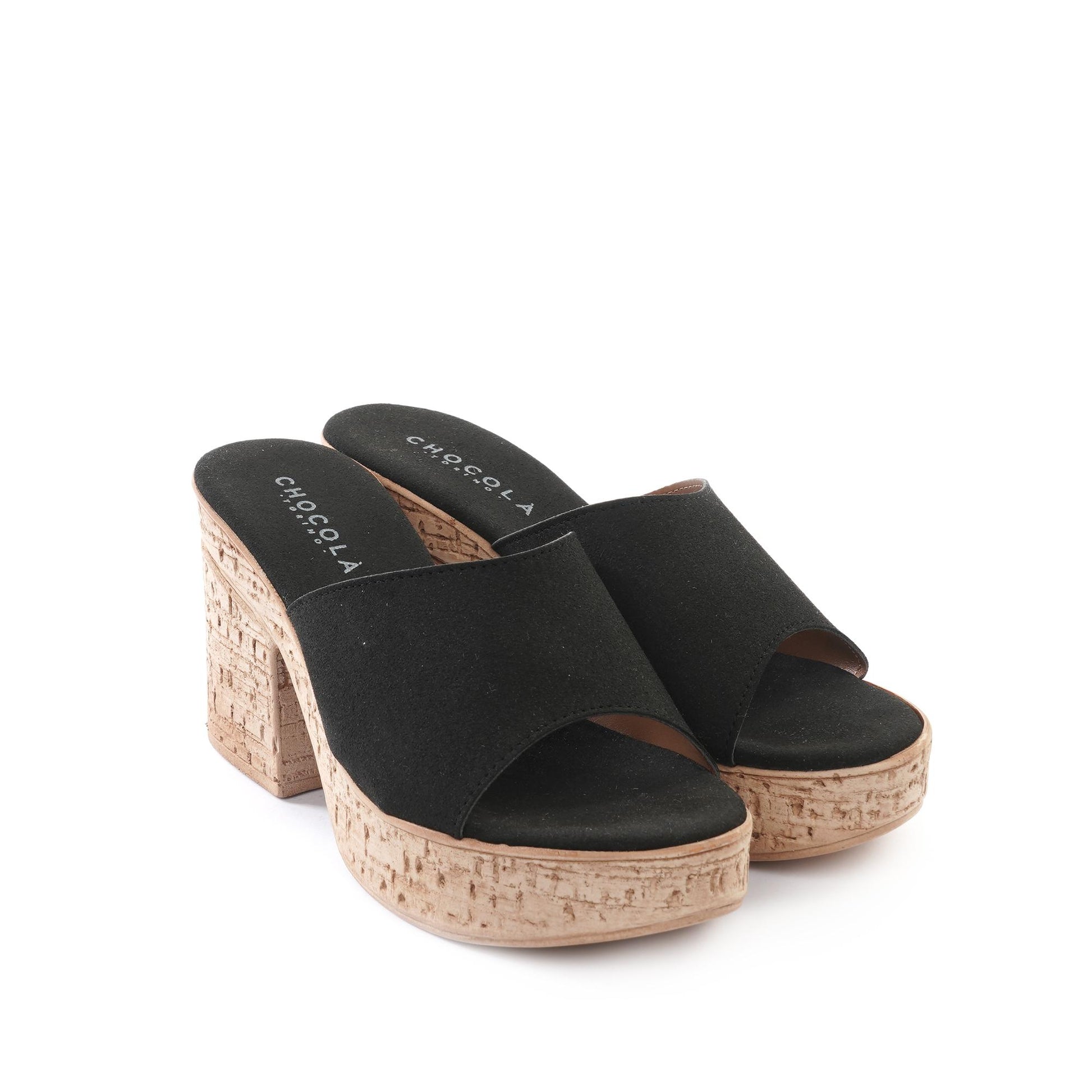 MULE TACCO SUGHERO NERO<BR/> 
