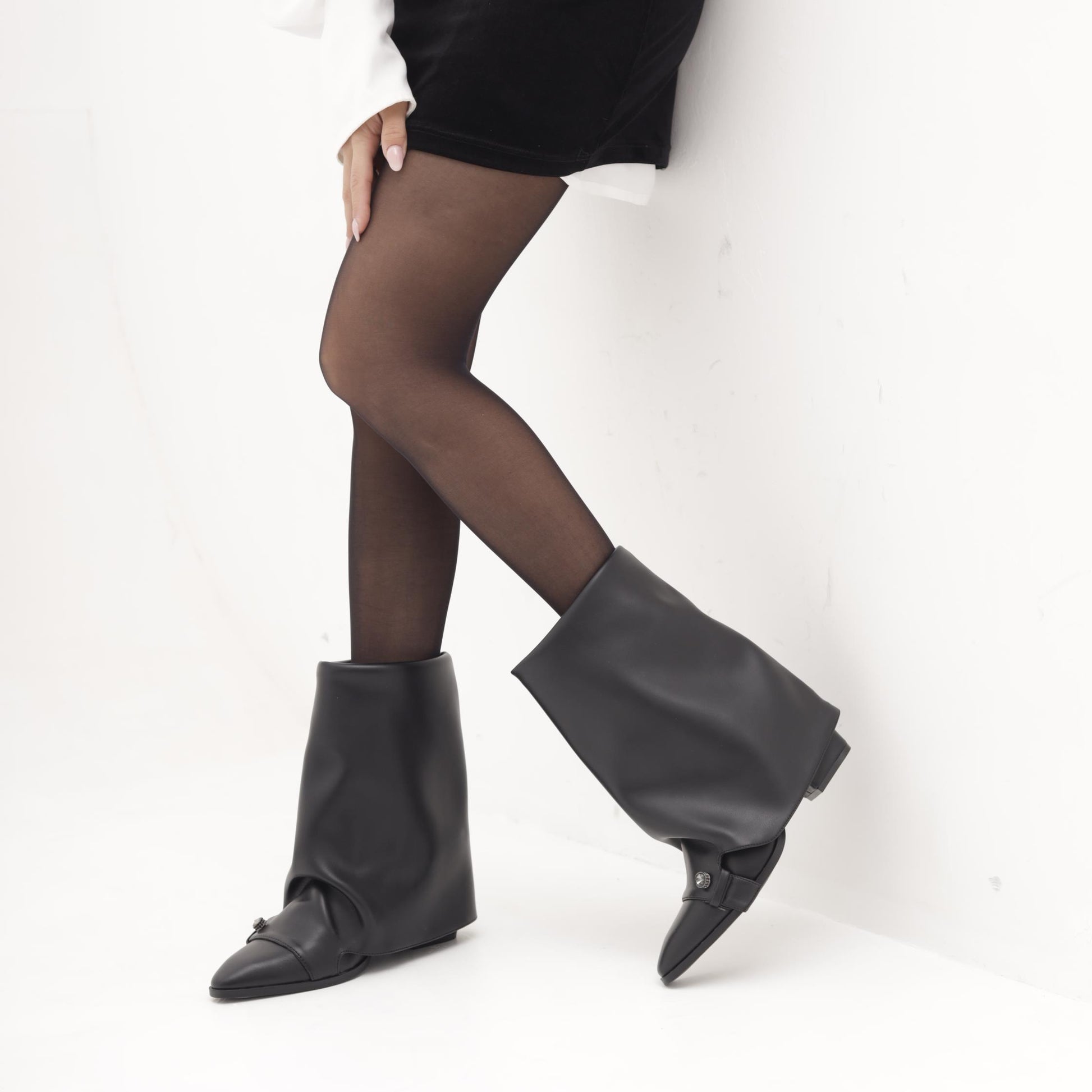 STIVALE TACCO RISVOLTATO NERO MP2738-2PUNE CHOCOLA