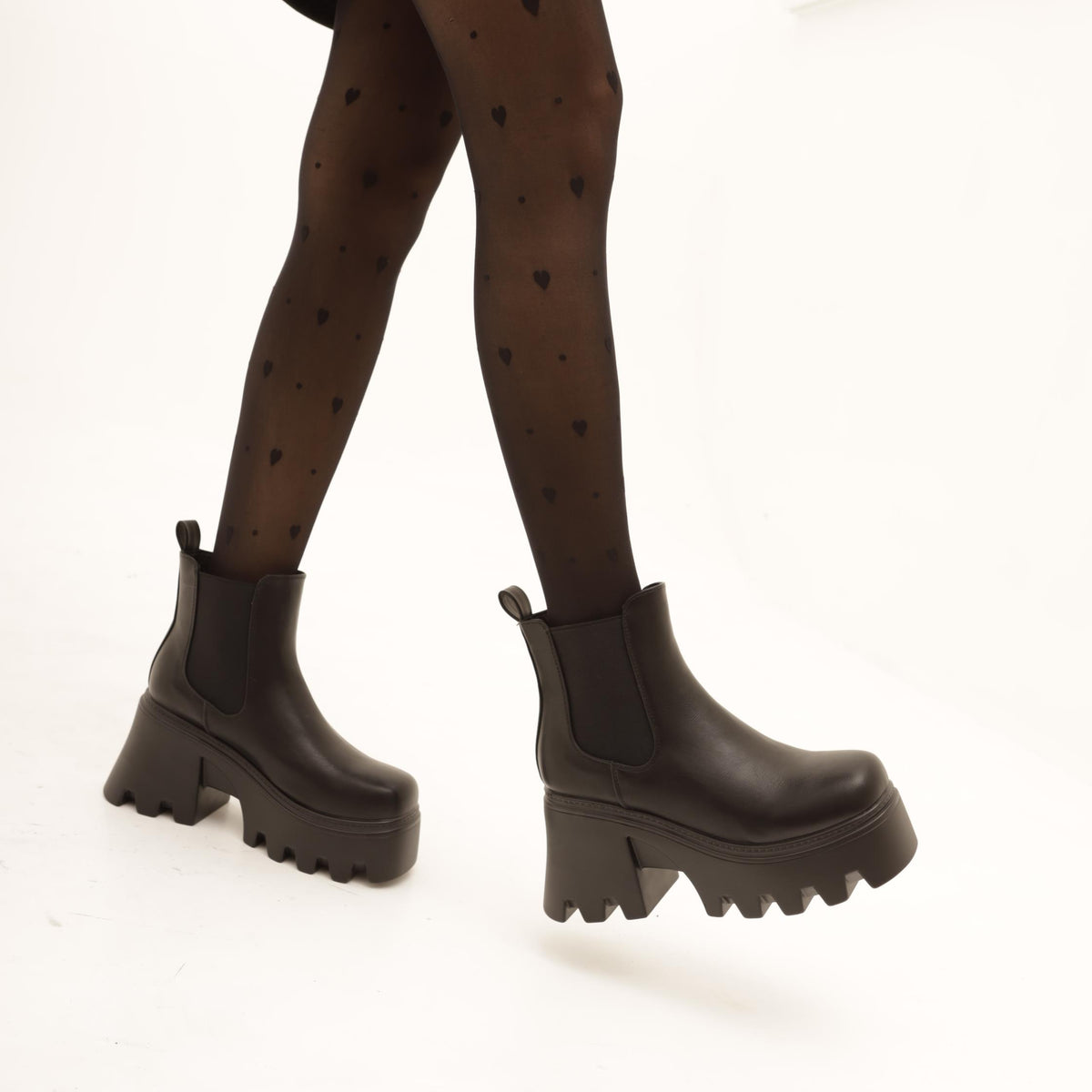 STIVALETTO ELASTICI BASSO PLATFORM NERO 
