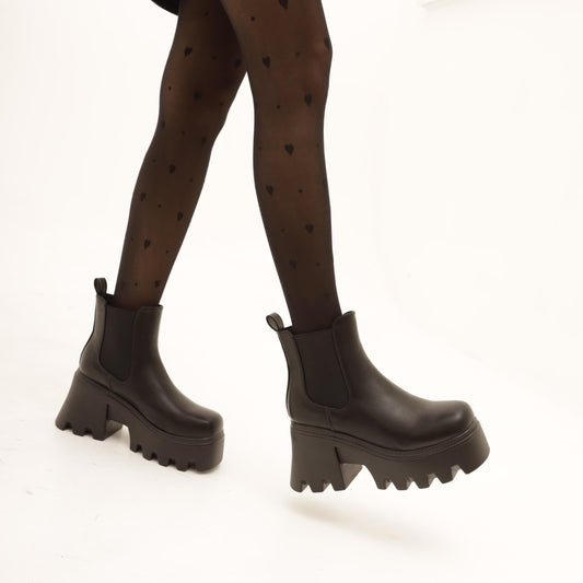 STIVALETTO ELASTICI BASSO PLATFORM NERO 