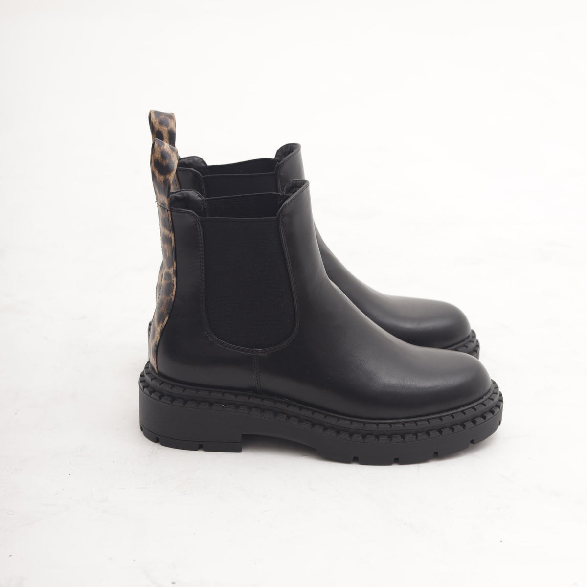 STIVALETTO CHELSEA BASSO ANIMALIER NERO 