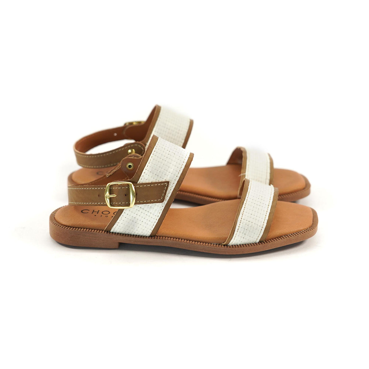 SANDALO FLAT DOPPIA FASCIA BIANCO<BR/> 