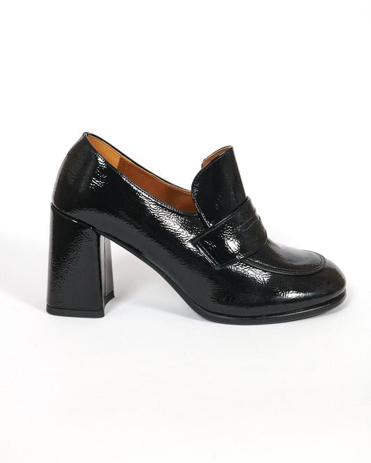 MOCASSINO TACCO ROTONDO NERO 8502VENE CHOCOLA