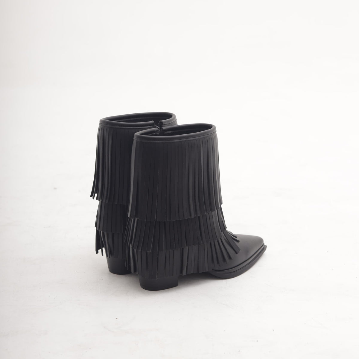 STIVALETTO TEXANO FRANGE NERO 