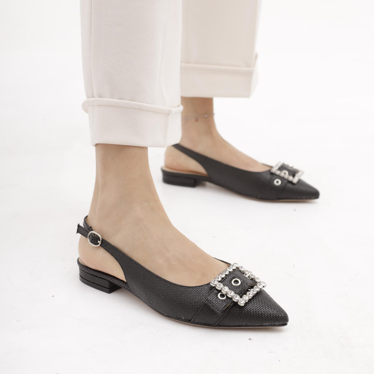 SLINGBACK CANVAS CON FIBBIA NERO 