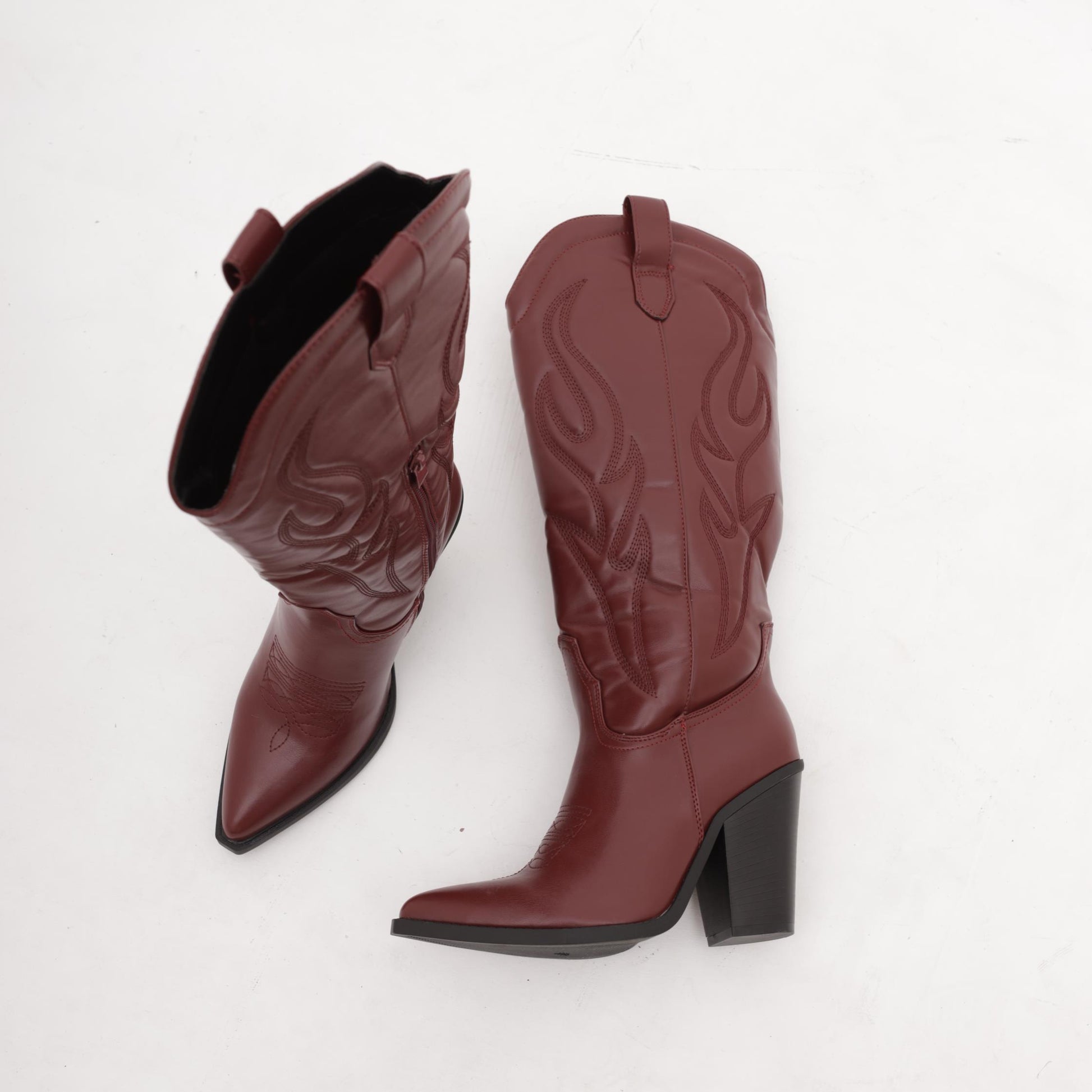 STIVALE TEXANO TACCO ALTO BORDEAUX 