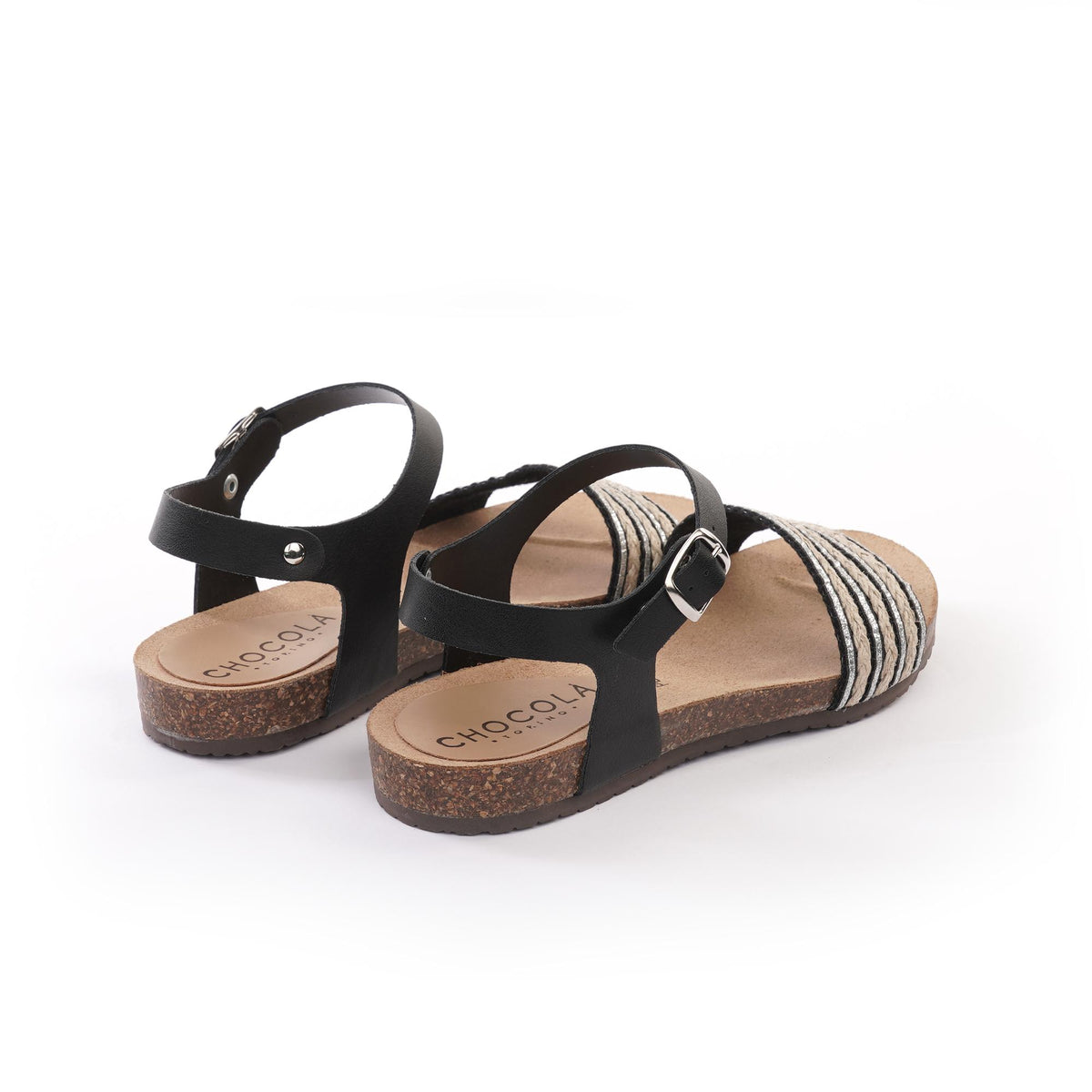 SANDALO BIO FLAT FASCIA CORDA NERO<BR/> 
