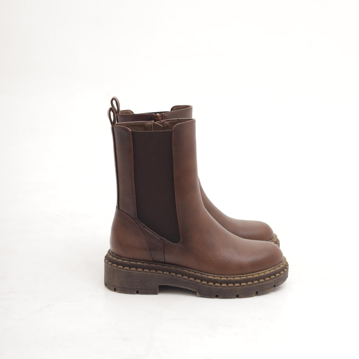 STIVALETTO ELASTICO E ZIP MARRONE 