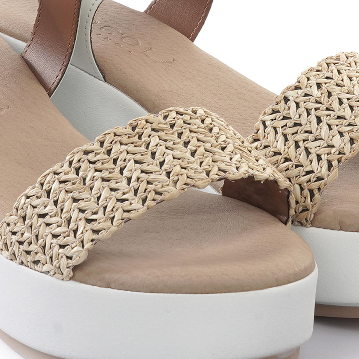 SANDALO ZEPPA FASCIA INTRECCIATA BIANCO<BR/><BR/> 